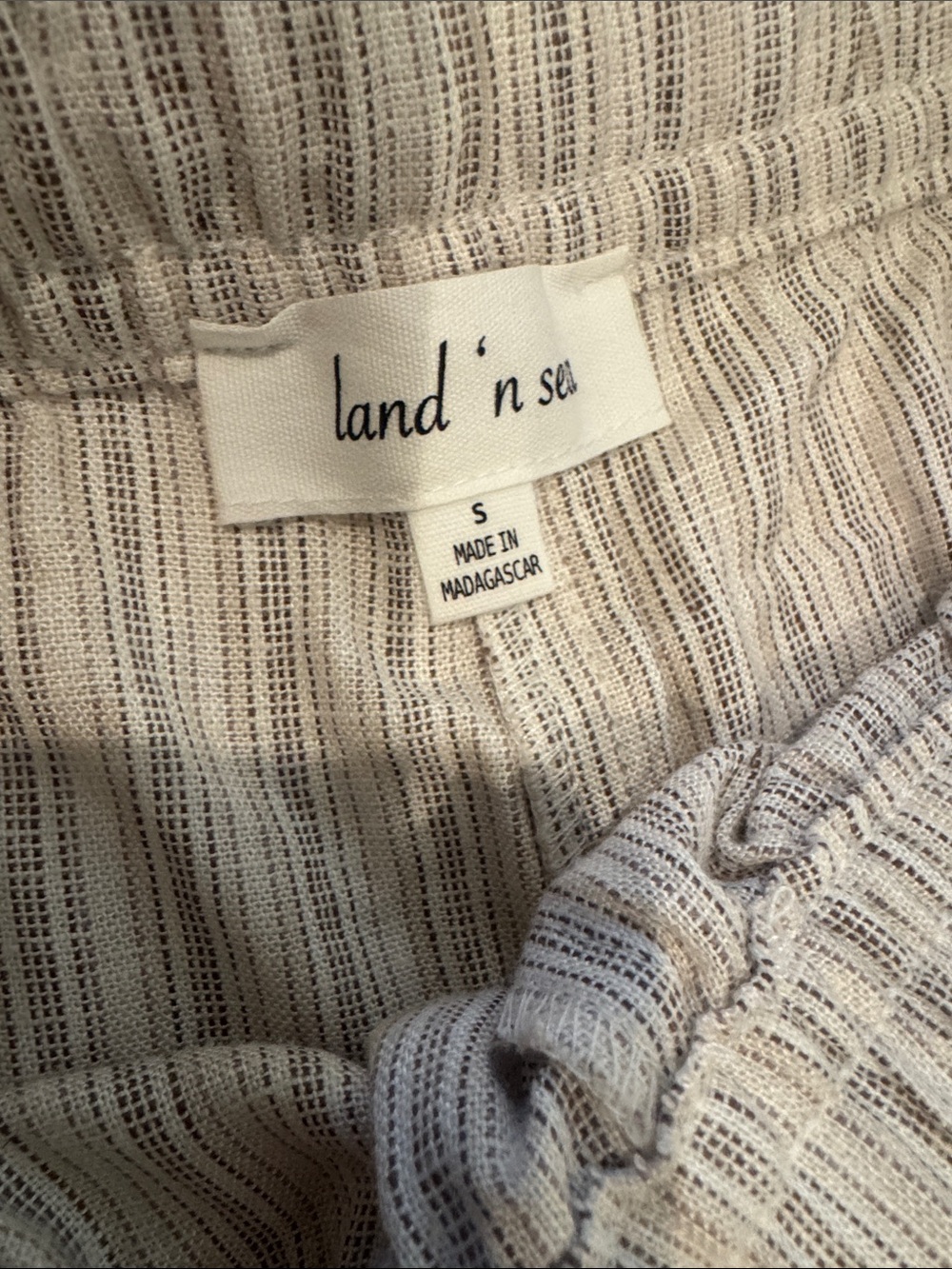 NWT Linen-Blend Wide Leg Stripe Pants in Beige and Cream Size Small - Picture 5 of 10